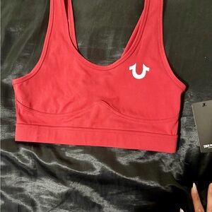 True Religion Red Corset Sports Bra Top